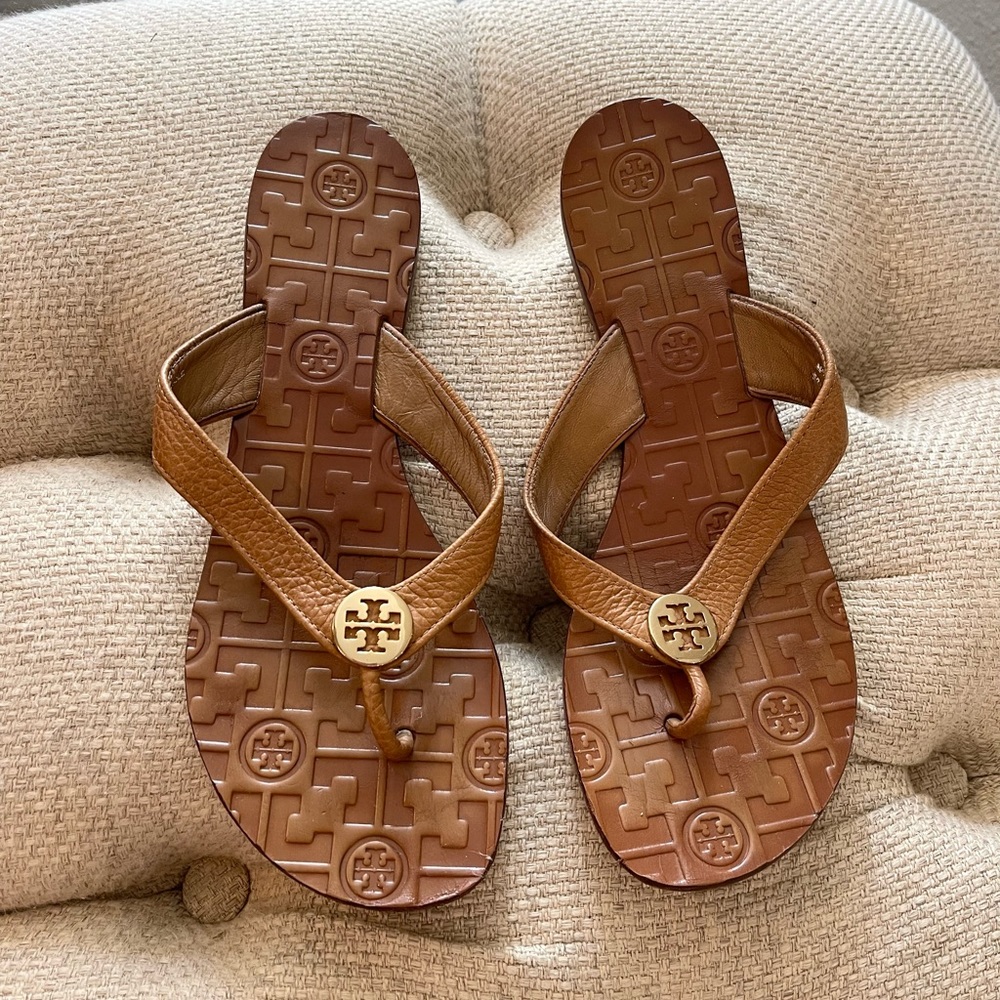 Tory Burch Tan Flip Flops